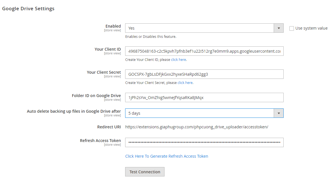 Update the Google Drive Settings